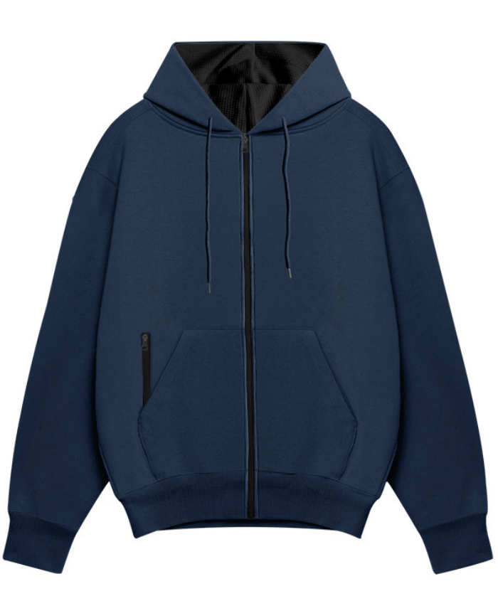 Men's Solid Color Zipper Hooded Sports Fleece Warm Sweatshirt Jacket-DUMFH04803 | Zitysports