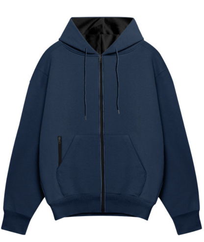 Men's Solid Color Zipper Hooded Sports Fleece Warm Sweatshirt Jacket-DUMFH04803 | Zitysports