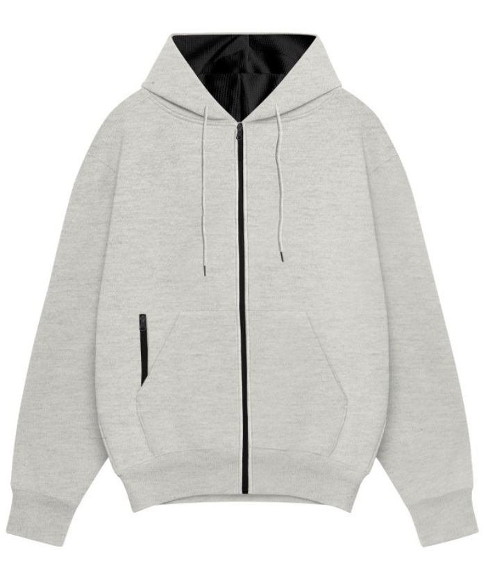 Men's Solid Color Zipper Hooded Sports Fleece Warm Sweatshirt Jacket-DUMFH04803 | Zitysports