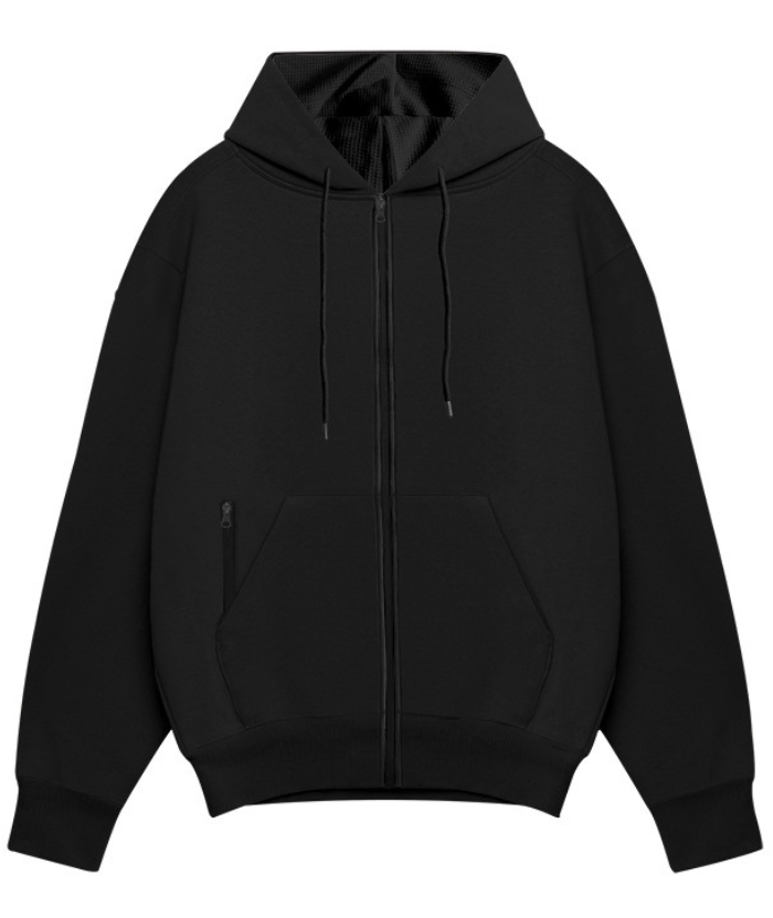 Men's Solid Color Zipper Hooded Sports Fleece Warm Sweatshirt Jacket-DUMFH04803 | Zitysports