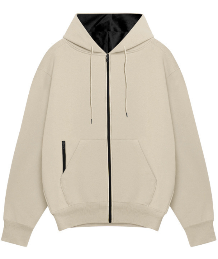 Men's Solid Color Zipper Hooded Sports Fleece Warm Sweatshirt Jacket-DUMFH04803 | Zitysports