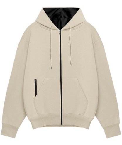 Men's Solid Color Zipper Hooded Sports Fleece Warm Sweatshirt Jacket-DUMFH04803 | Zitysports