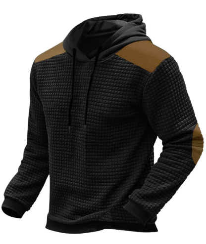 Men's Color Block Waffle Hoodie-DUMFH04825 | Zitysports