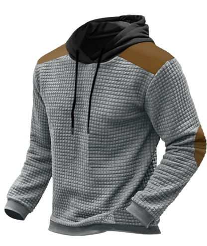 Men's Color Block Waffle Hoodie-DUMFH04825 | Zitysports