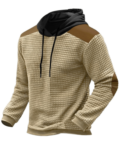 Men's Color Block Waffle Hoodie-DUMFH04825 | Zitysports