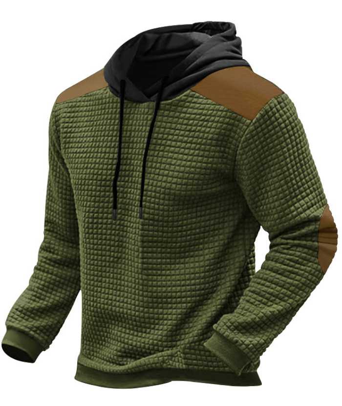 Men's Color Block Waffle Hoodie-DUMFH04825 | Zitysports