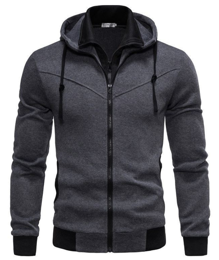 Men's Fake Two-Piece Stand Collar Full-Zip Hoodie -DUMFH04828 | Zitysports
