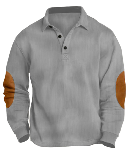 ZITY Men's Patch Corduroy Quater Botton Sweatshirt-DUMFH04830 | Zitysports