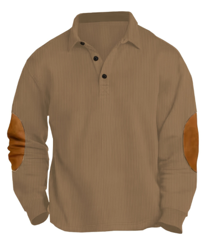 ZITY Men's Patch Corduroy Quater Botton Sweatshirt-DUMFH04830 | Zitysports