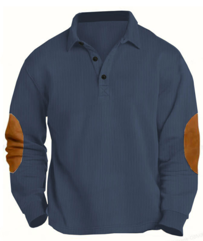 ZITY Men's Patch Corduroy Quater Botton Sweatshirt-DUMFH04830 | Zitysports