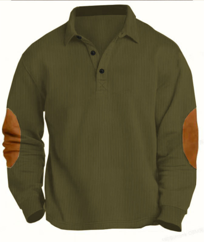 ZITY Men's Patch Corduroy Quater Botton Sweatshirt-DUMFH04830 | Zitysports