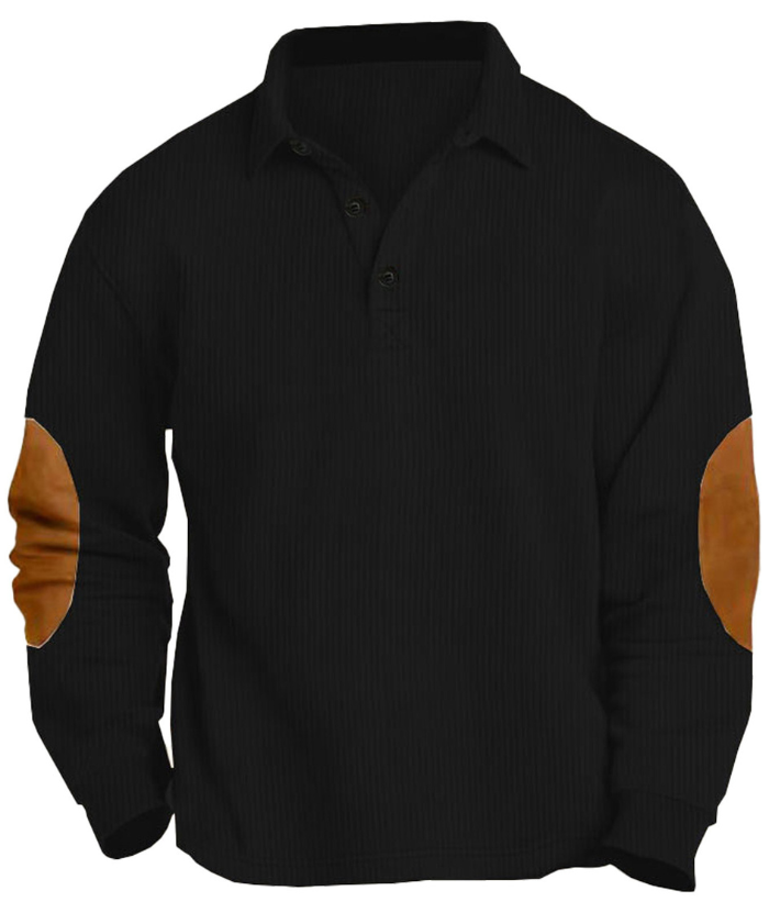 ZITY Men's Patch Corduroy Quater Botton Sweatshirt-DUMFH04830 | Zitysports