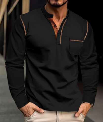 ZITY Men's Quick Dry Long Sleeve Henley Shirt-DUMFH04833 | Zitysports