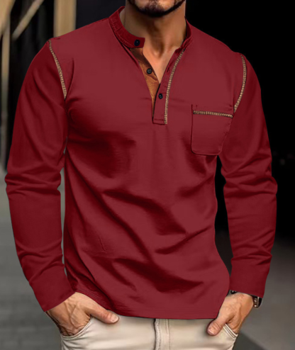 ZITY Men's Quick Dry Long Sleeve Henley Shirt-DUMFH04833 | Zitysports