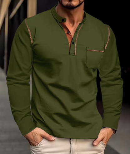 ZITY Men's Quick Dry Long Sleeve Henley Shirt-DUMFH04833 | Zitysports