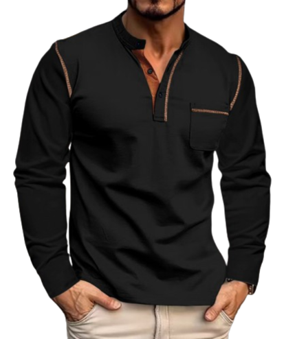 ZITY Men's Quick Dry Long Sleeve Henley Shirt-DUMFH04833 | Zitysports