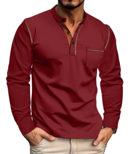 ZITY Men's Quick Dry Long Sleeve Henley Shirt-DUMFH04833 | Zitysports