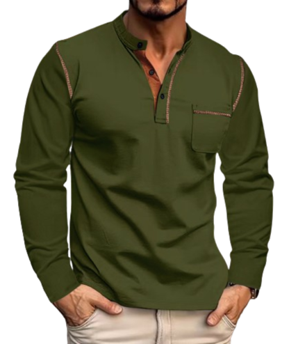ZITY Men's Quick Dry Long Sleeve Henley Shirt-DUMFH04833 | Zitysports