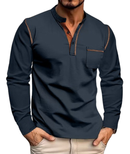 ZITY Men's Quick Dry Long Sleeve Henley Shirt-DUMFH04833 | Zitysports