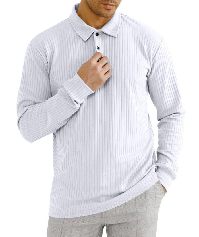 ZITY Men's Solid Color Sports Fitness Vertical Strip Knit Polo Shirt-DUMFH04835 | Zitysports
