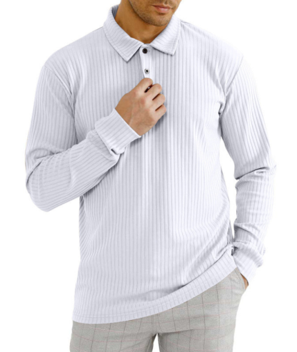 ZITY Men's Solid Color Sports Fitness Vertical Strip Knit Polo Shirt-DUMFH04835 | Zitysports