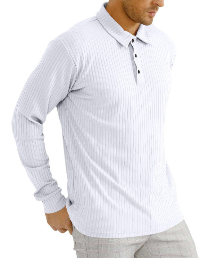 ZITY Men's Solid Color Sports Fitness Vertical Strip Knit Polo Shirt-DUMFH04835 | Zitysports