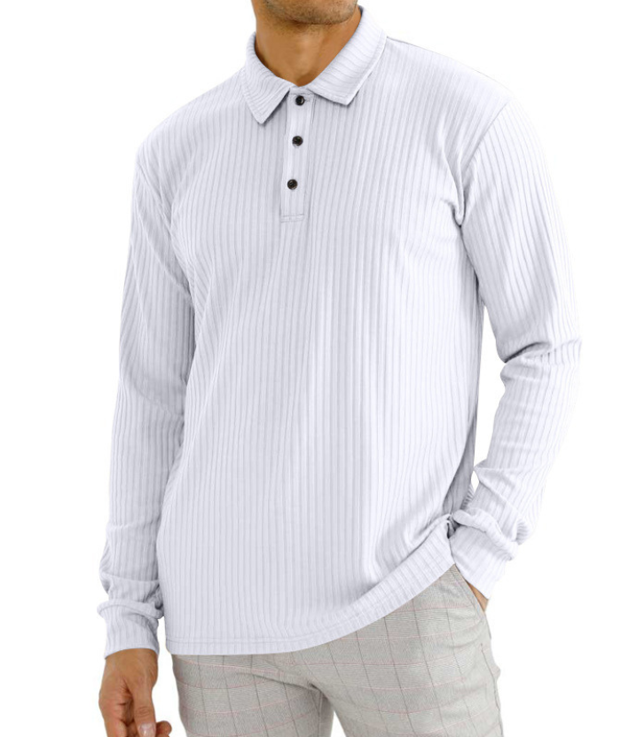 ZITY Men's Solid Color Sports Fitness Vertical Strip Knit Polo Shirt-DUMFH04835 | Zitysports