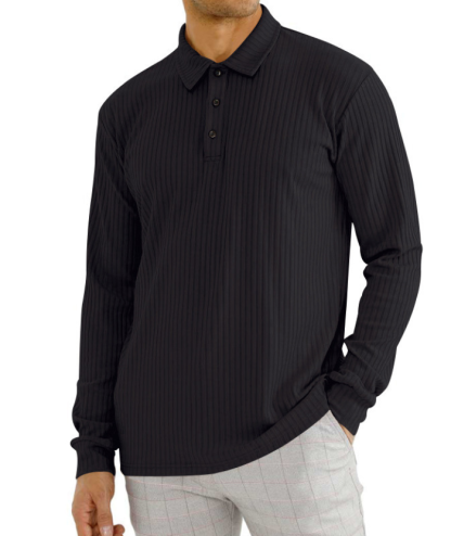 ZITY Men's Solid Color Sports Fitness Vertical Strip Knit Polo Shirt-DUMFH04835 | Zitysports