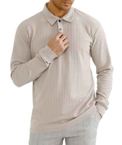 ZITY Men's Solid Color Sports Fitness Vertical Strip Knit Polo Shirt-DUMFH04835 | Zitysports