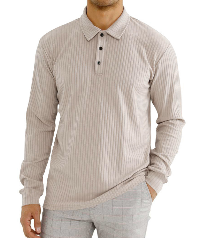 ZITY Men's Solid Color Sports Fitness Vertical Strip Knit Polo Shirt-DUMFH04835 | Zitysports