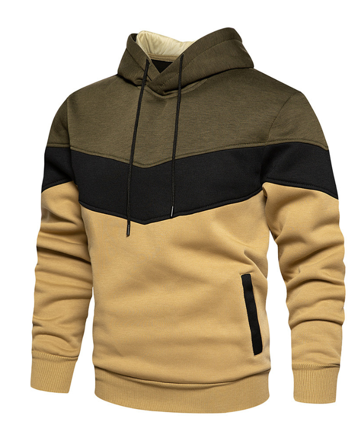 ZITY Men's Color Blocking Contrast Hooded Casual Sports Hoodie-DUMFH04839 | Zitysports
