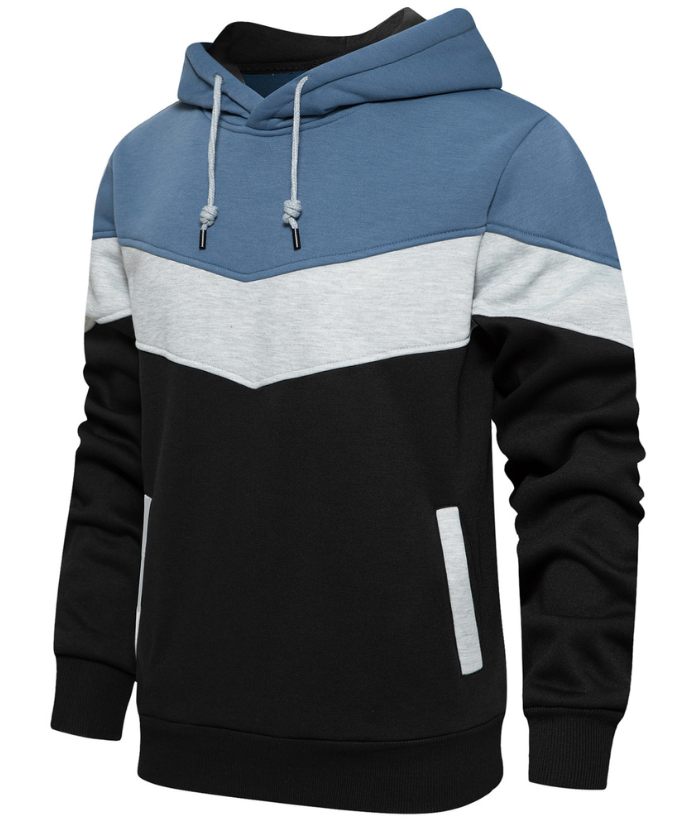 ZITY Men's Color Blocking Contrast Hooded Casual Sports Hoodie-DUMFH04839 | Zitysports