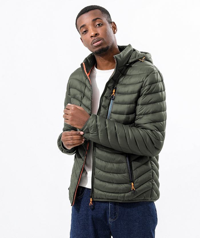 ZITY Men's Stand Collar Hooded Lightweight Puffer Jacket-22913 | Zitysports