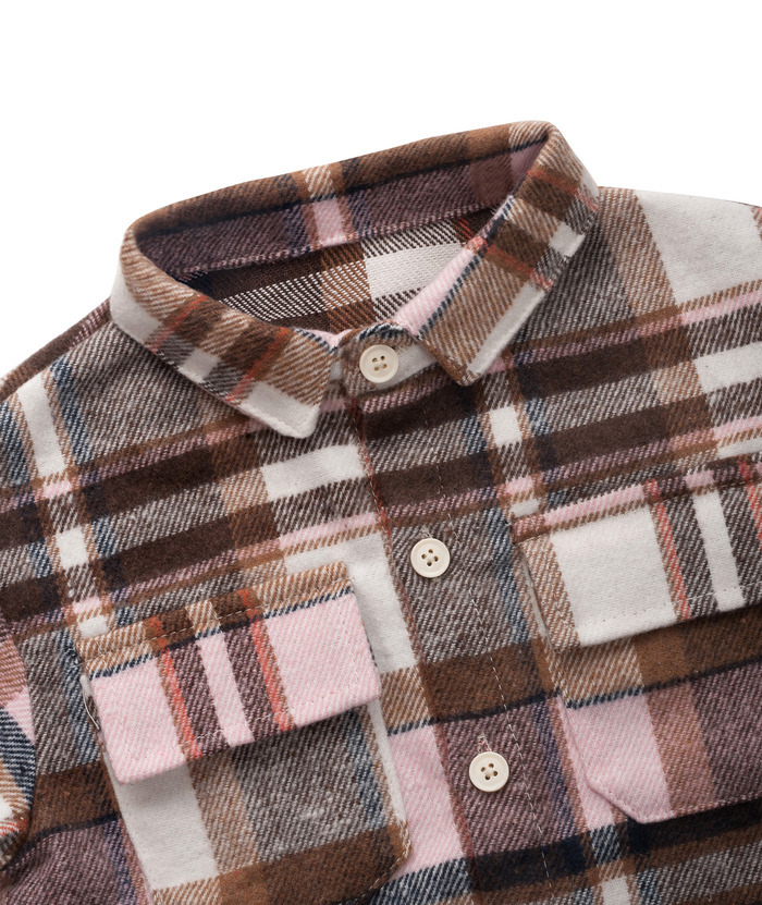 ZITY Kid's Stylish Plaid Lapel Tweed Shirt Autumn Winter Long Sleeve Coat-ZPK006210 | Zitysports