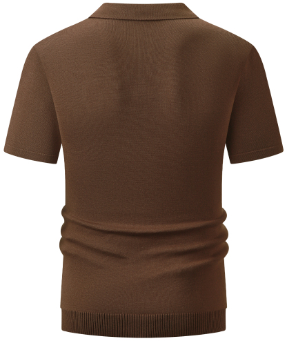 ZITY Men's Button Up  Knit Polo Shirt-CUMPO01853
