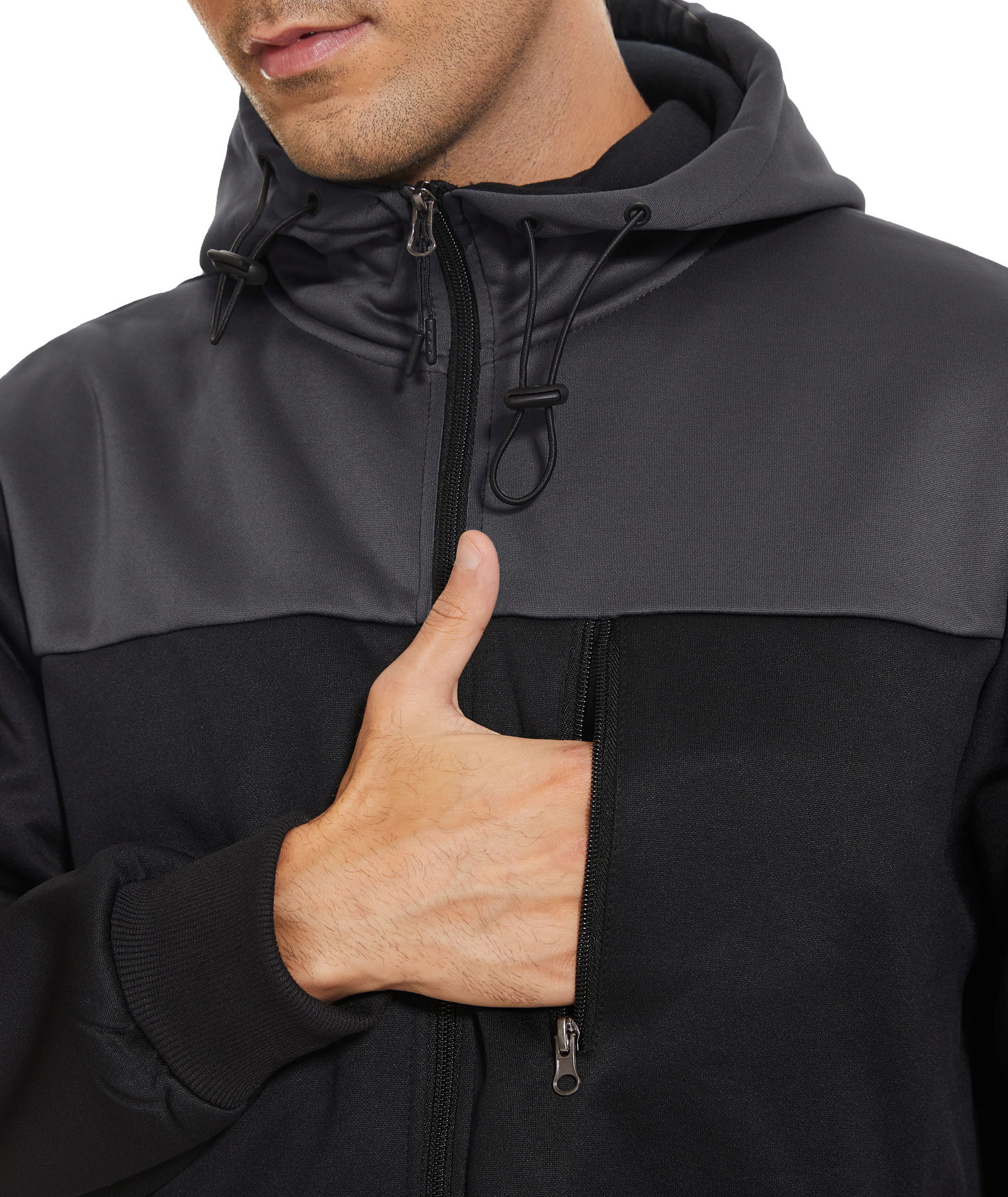 ZITY Men's Full Zipper Long Sleeve Fleece Hoodie-CFMWY00027
