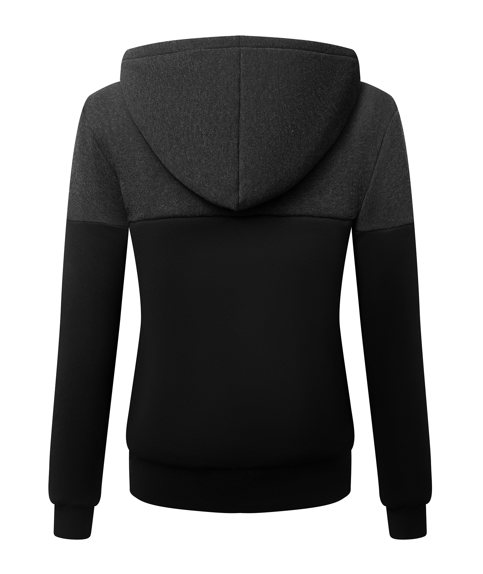 ZITY Women's Drawstring Full Zipper Color Block Fleece Hoodie-CUWFH01387