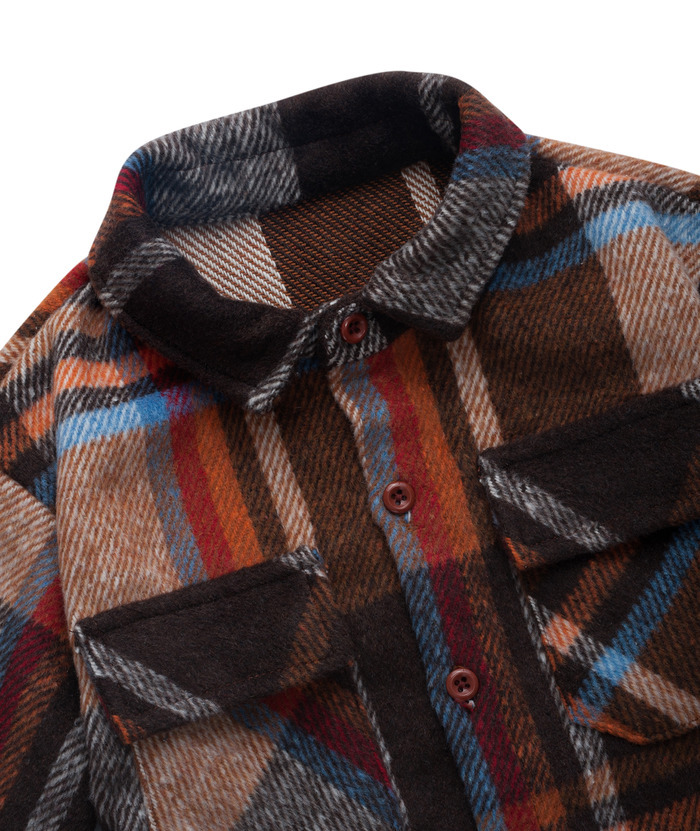 ZITY Kid's Stylish Plaid Lapel Tweed Shirt Autumn Winter Long Sleeve Coat-ZPK006210 | Zitysports