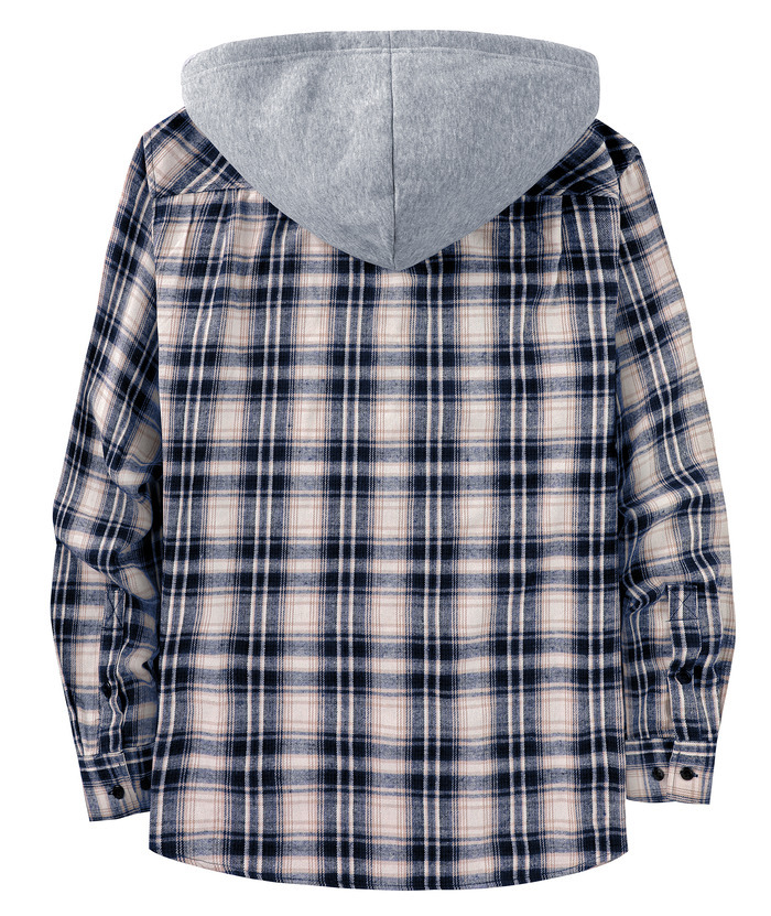 ZITY Men's Plaid Hooded Long Sleeve Button Down Flannel Shirt-ZPK000014 | Zitysports