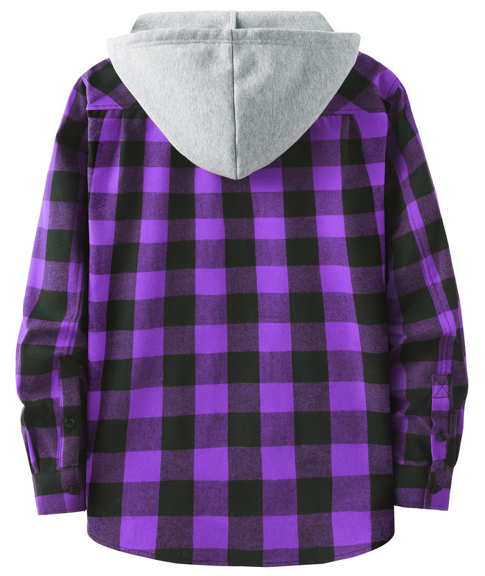 ZITY Men's Plaid Hooded Long Sleeve Button Down Flannel Shirt-ZPK000014 | Zitysports