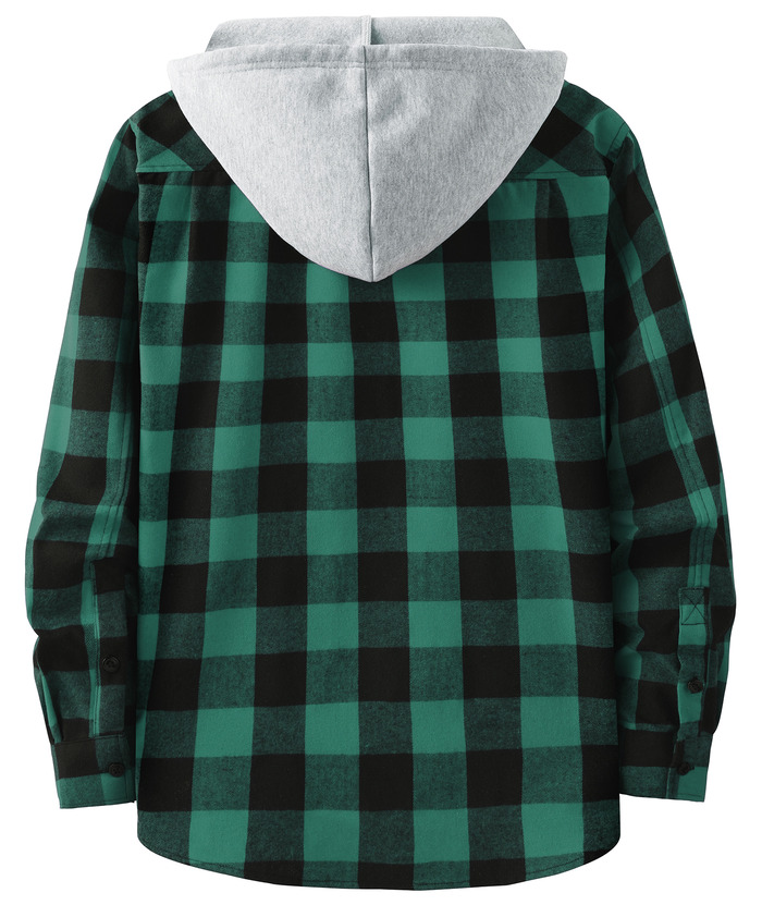 ZITY Men's Plaid Hooded Long Sleeve Button Down Flannel Shirt-ZPK000014 | Zitysports