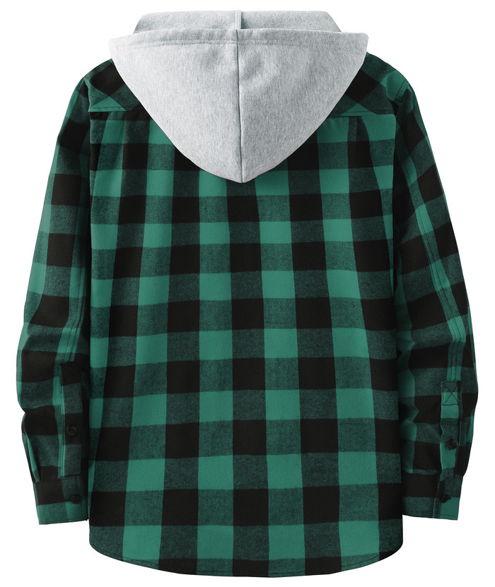 ZITY Men's Plaid Hooded Long Sleeve Button Down Flannel Shirt-ZPK000014 | Zitysports