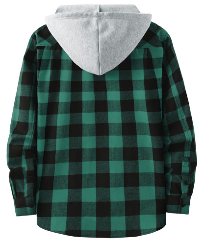ZITY Men's Plaid Hooded Long Sleeve Button Down Flannel Shirt-ZPK000014 | Zitysports