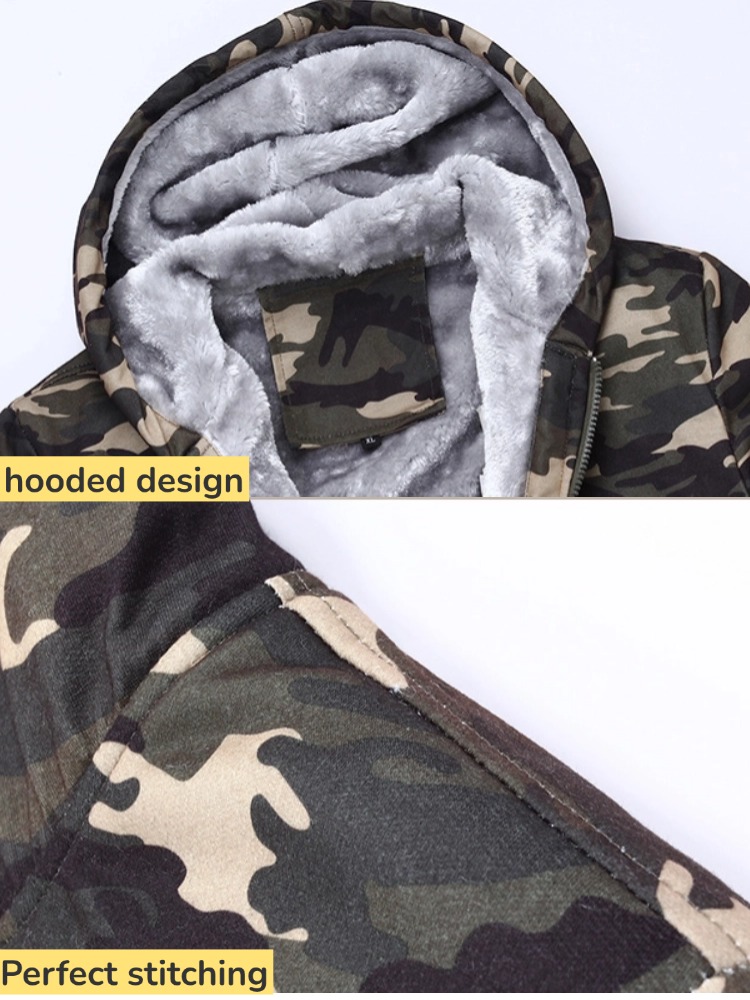 ZITY Men's Full Zipper Fleece Camo Hoodie-DUMFH05015