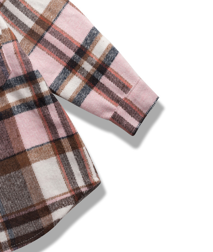 ZITY Kid's Stylish Plaid Lapel Tweed Shirt Autumn Winter Long Sleeve Coat-ZPK006210 | Zitysports