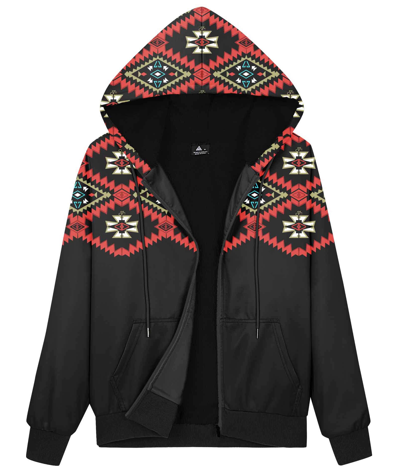 ZITY Women's Full Zipper Printed Fleece Hoodie-CUWFH01092