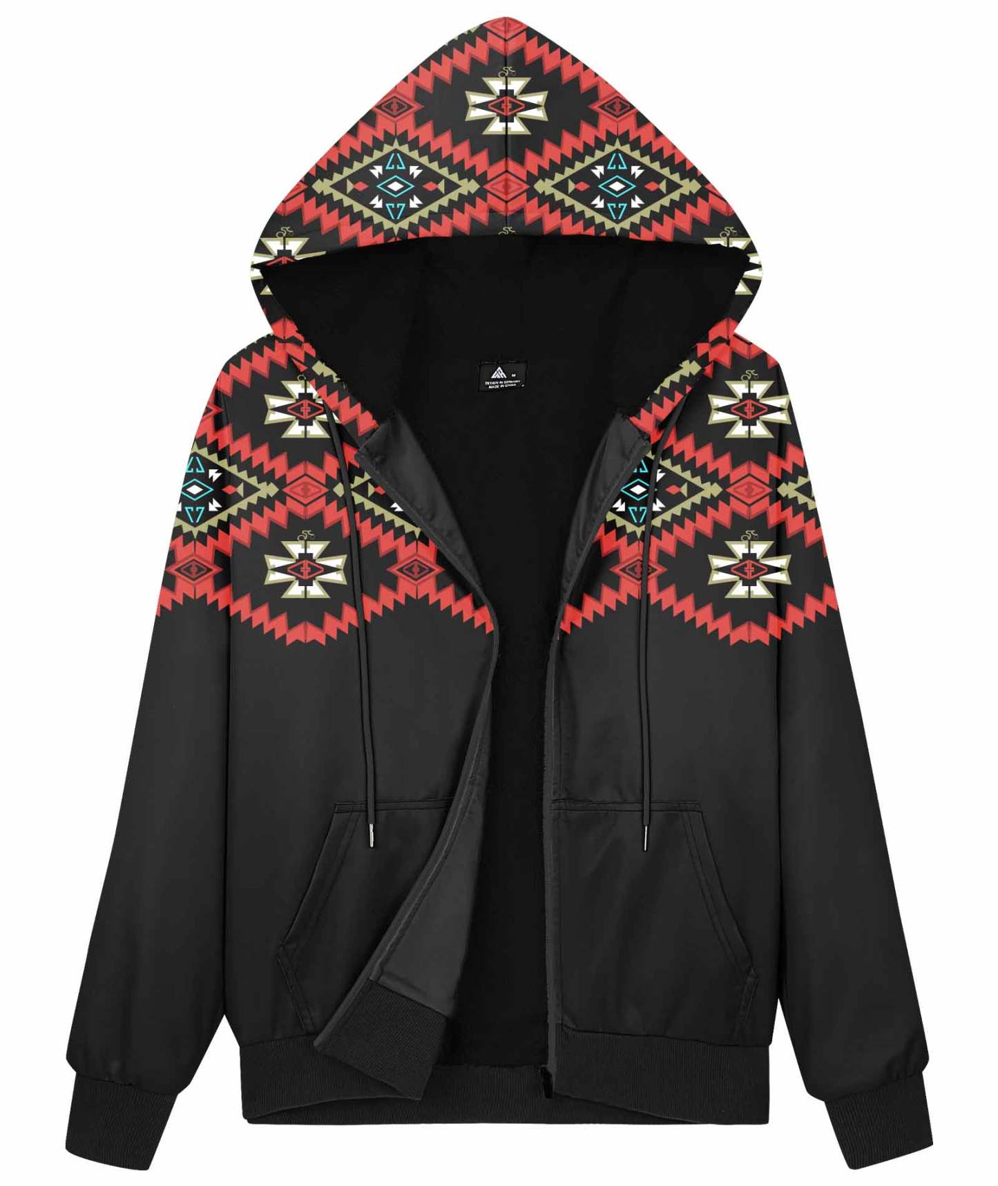 ZITY Women's Full Zipper Printed Fleece Hoodie-CUWFH01092