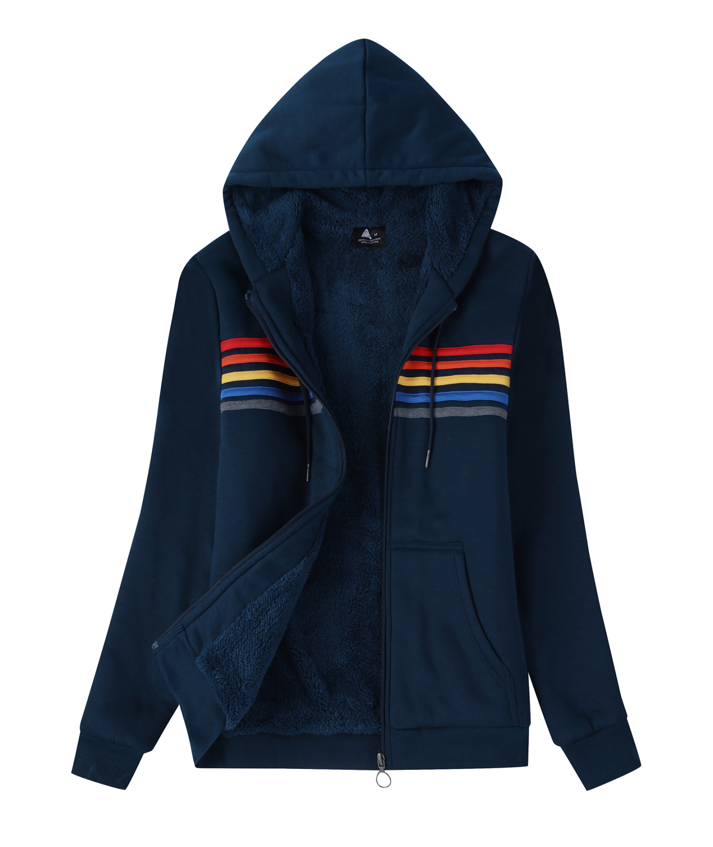 ZITY Women's Long Sleeve Striped Fleece Hoodie-CUWFH01386