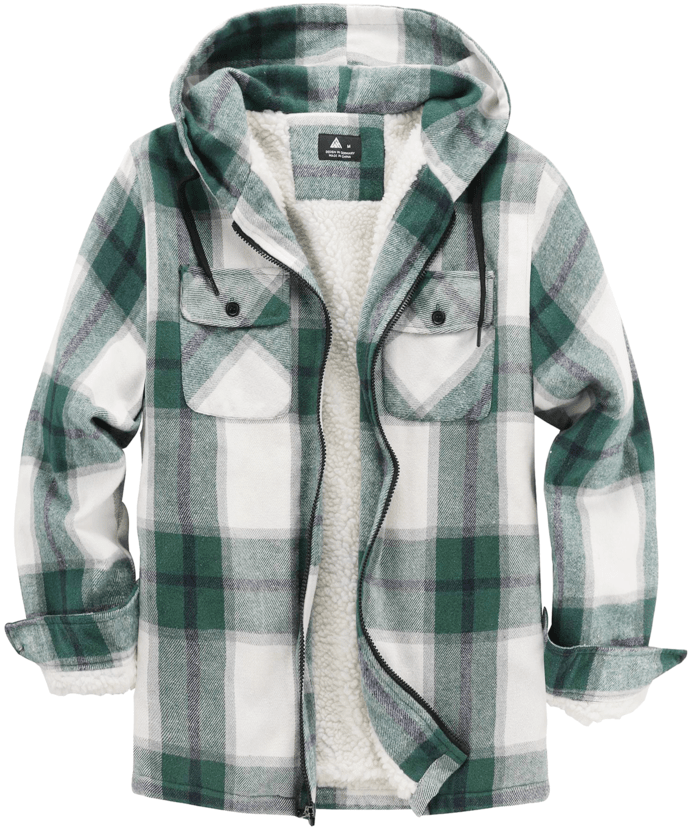 ZITY Men's  Sherpa Lined Soft Warm  Plaid Hooide Jacket-ZPK006045|Zitysports