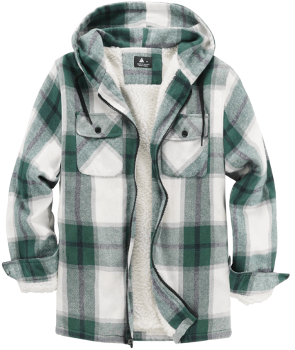 ZITY Men's  Sherpa Lined Soft Warm  Plaid Hooide Jacket-ZPK006045|Zitysports